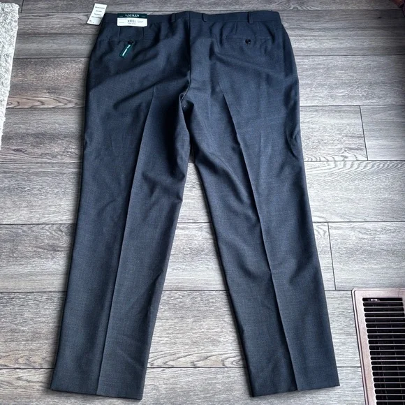NWT Lauren Ralph Lauren Total Comfort Charcoal Gray Wool Dress Pants 42 X 32 - Picture 7 of 10